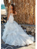Luxurious Embroidery Lace Ruffled Organza Dreamy Wedding Dress